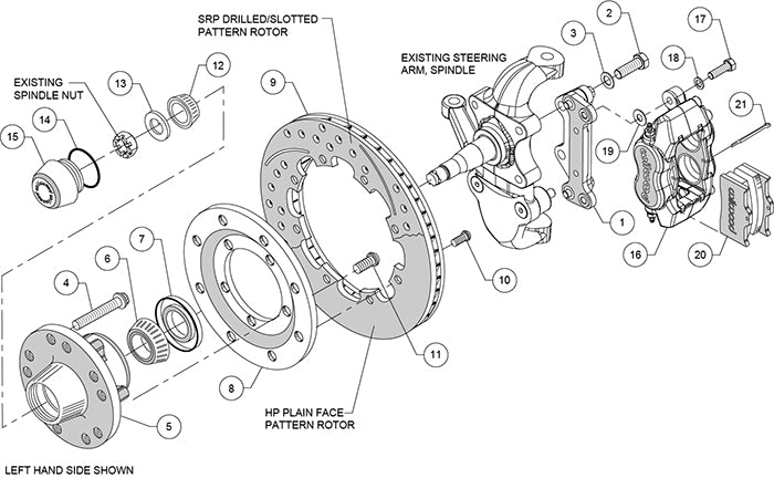 140-15548-D - Wilwood Big Brake Kit - Front - 309x20mm Curved Slotted & Cross Drilled - Dynalite Internal Black