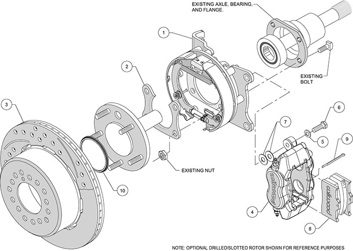 140-7140-D - Wilwood Big Brake Kit - Rear - 309x20mm Curved Slotted & Cross Drilled - Dynalite Internal Black