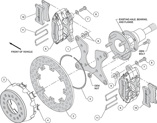 140-12554-D - Wilwood Big Brake Kit - Rear - 291x9mm Cross Drilled - Dynapro Lug Mount Anodized