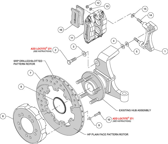 140-10787-D - Wilwood Big Brake Kit - Front - 298x20mm Curved Slotted & Cross Drilled - Dynapro Radial Mount Anodized