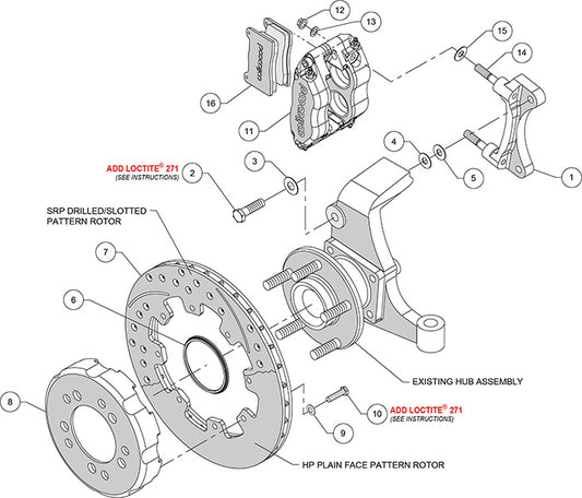 140-10787-D - Wilwood Big Brake Kit - Front - 298x20mm Curved Slotted & Cross Drilled - Dynapro Radial Mount Anodized