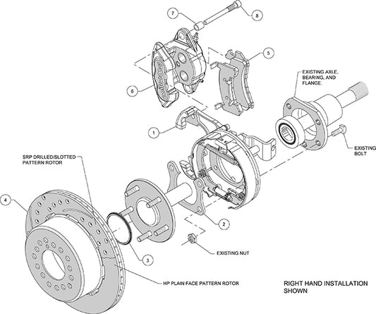 140-12236-DR - Wilwood Big Brake Kit - Rear - 309x20mm Curved Slotted & Cross Drilled - D154 Red