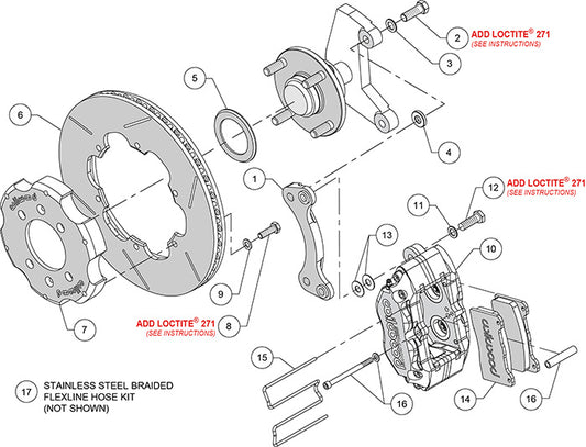 140-14316 - Wilwood Big Brake Kit - Front - 280x20mm Bi-Slotted - Dynapro Lug Mount-ST Anodized