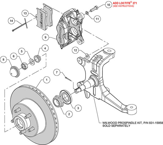 140-15980-R - Wilwood Big Brake Kit - Front - 280x25mm Plain - Dynalite-M Red