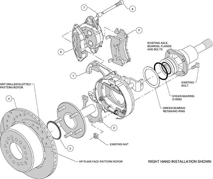 140-12214-DR - Wilwood Big Brake Kit - Rear - 309x20mm Curved Slotted & Cross Drilled - D154 Red