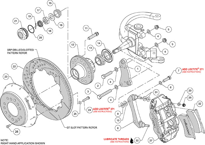 140-14837-D - Wilwood Big Brake Kit - Front - 327x28mm Curved Slotted & Cross Drilled - Superlite 6R Black