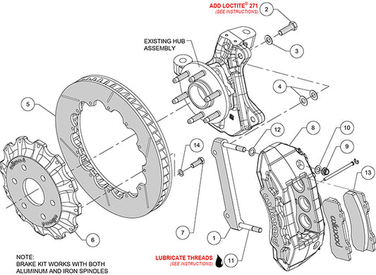 140-13876 - Wilwood Big Brake Kit - Front - 407x35mm Bi-Slotted - TX6R Black