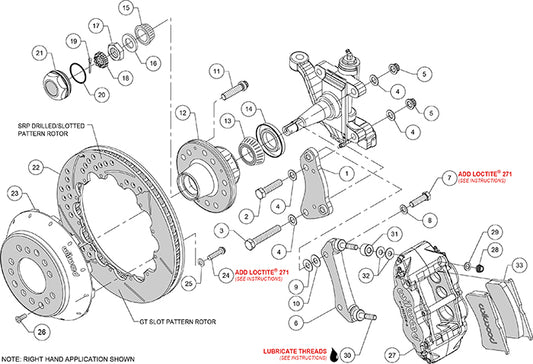 140-14841-DR - Wilwood Big Brake Kit - Front - 355x28mm Curved Slotted & Cross Drilled - Superlite 6R Red