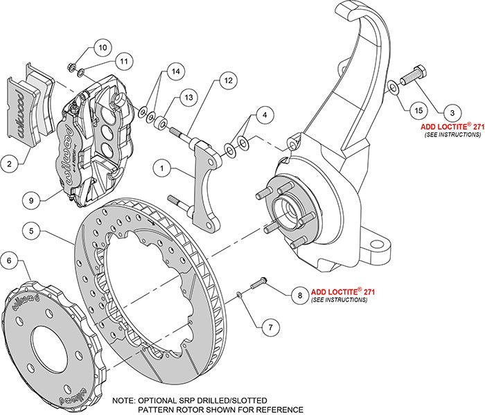 140-11584-D - Wilwood Big Brake Kit - Front - 355x32mm Curved Slotted & Cross Drilled - Superlite 6R Black