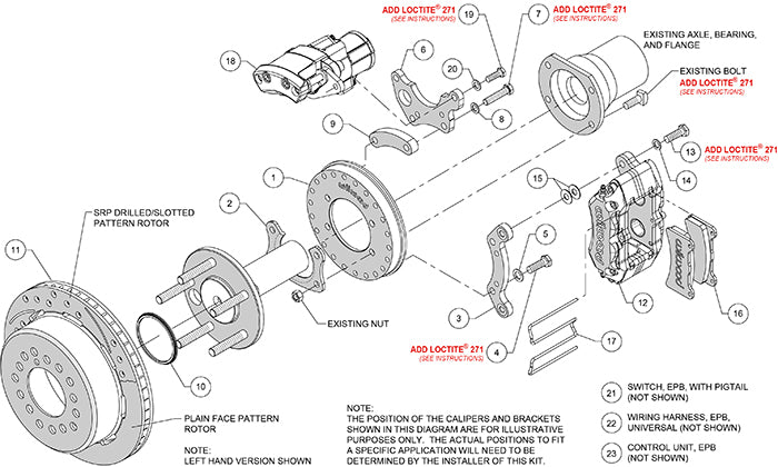 140-16141-D - Wilwood Big Brake Kit - Rear - 280x20mm Curved Slotted & Cross Drilled - Dynapro Low Profile Black