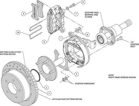140-13322-D - Wilwood Big Brake Kit - Rear - 309x20mm Curved Slotted & Cross Drilled - Dynapro Lug Mount Black