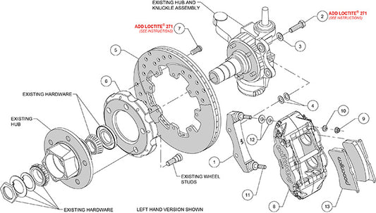 140-12613-D - Wilwood Big Brake Kit - Front - 309x28mm Curved Slotted & Cross Drilled - Superlite 4R Black