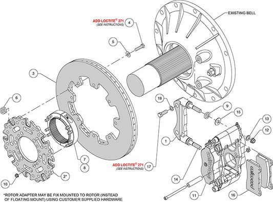 140-15347 - Wilwood Big Brake Kit - Rear - 309x20mm Plain - Dynalite Radial Mount Anodized
