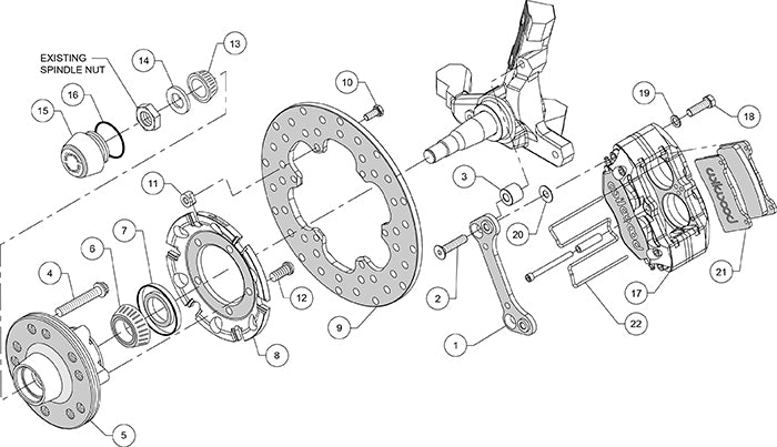 140-14421-D - Wilwood Big Brake Kit - Front - 273x9mm Cross Drilled - Dynapro Lug Mount Anodized