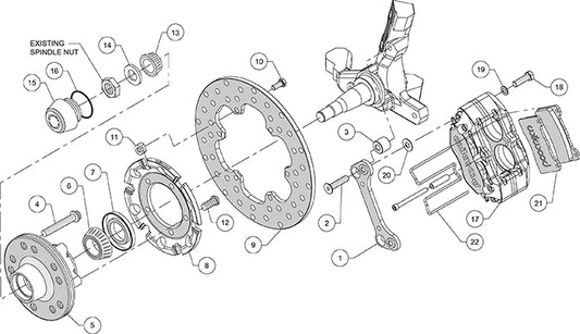 140-14421-D - Wilwood Big Brake Kit - Front - 273x9mm Cross Drilled - Dynapro Lug Mount Anodized