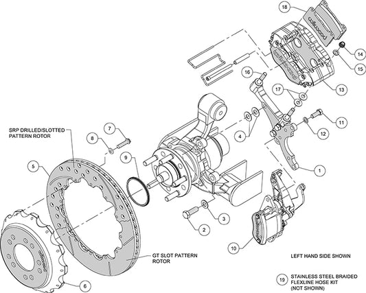 140-14090 - Wilwood Big Brake Kit - Rear - 327x20mm Bi-Slotted - Dynapro Radial Mount Black