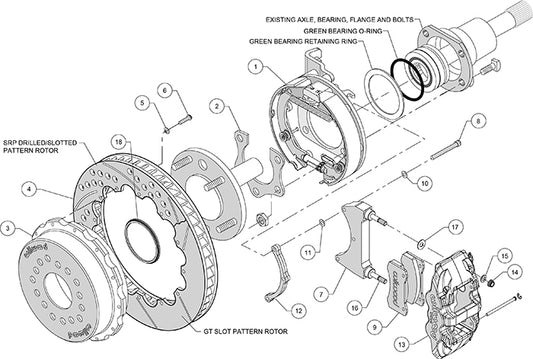 140-10951 - Wilwood Big Brake Kit - Rear - 355x28mm Bi-Slotted - AERO4 Black