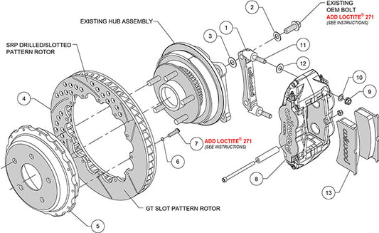 140-9830-R - Wilwood Big Brake Kit - Rear - 327x28mm Bi-Slotted - Superlite 4R Red
