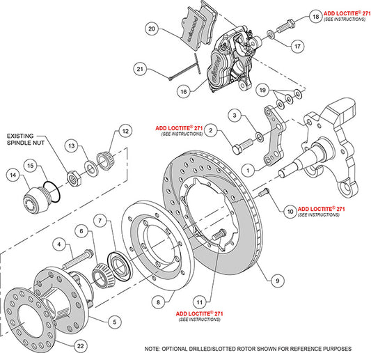 140-11019 - Wilwood Big Brake Kit - Front - 280x20mm Plain - Dynalite Internal Black