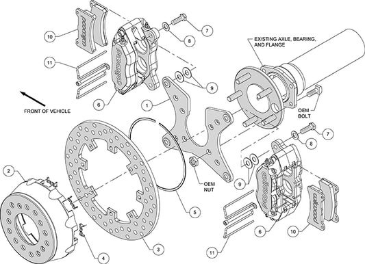 140-14147-D - Wilwood Big Brake Kit - Rear - 286x9mm Cross Drilled - Dynapro Lug Mount Anodized