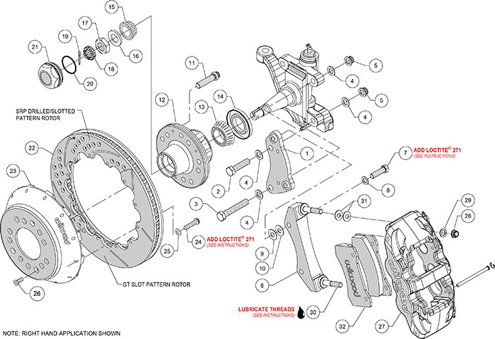 140-14842-R - Wilwood Big Brake Kit - Front - 355x32mm Bi-Slotted - AERO6 Red