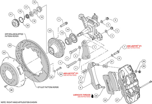 140-14842-R - Wilwood Big Brake Kit - Front - 355x32mm Bi-Slotted - AERO6 Red
