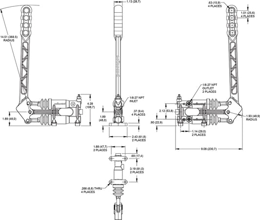 340-14744 - Wilwood Dual M/C Hand Brake Assembly