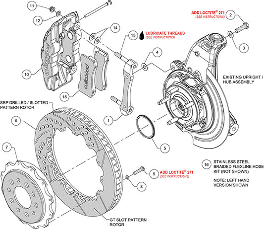 140-13698 - Wilwood Big Brake Kit - Rear - 362x28mm Bi-Slotted - AERO4 Black