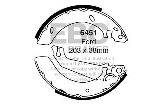 6451 - EBC Brake Shoes; Rear