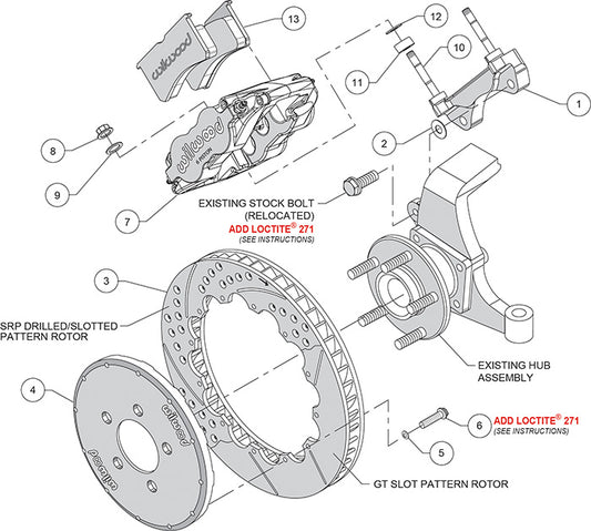 140-9834-D - Wilwood Big Brake Kit - Front - 355x32mm Curved Slotted & Cross Drilled - Superlite 6R Black
