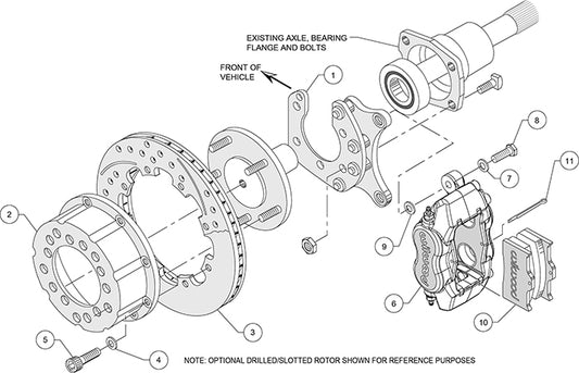 140-3018-BD - Wilwood Big Brake Kit - Rear - 309x20mm Curved Slotted & Cross Drilled - Dynalite Internal Black