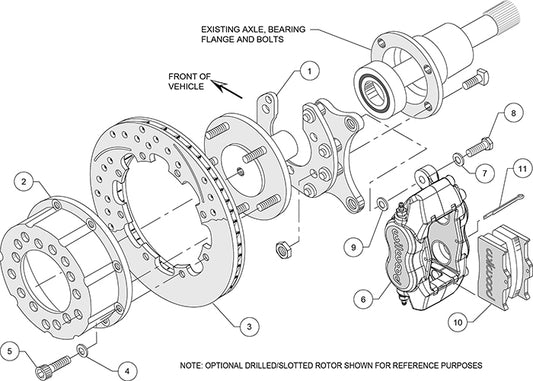 140-2111-R - Wilwood Big Brake Kit - Rear - 309x20mm Plain - Dynalite Internal Red
