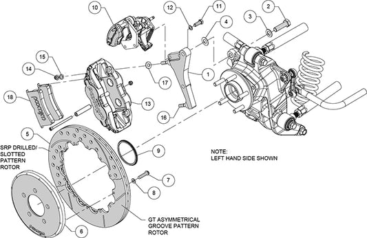 140-15348-D - Wilwood Big Brake Kit - Rear - 355x20mm Curved Slotted & Cross Drilled - Superlite 4R Black