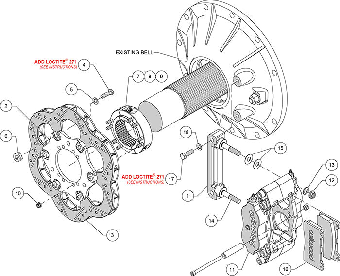 140-11810 - Wilwood Big Brake Kit - Rear - 266x20mm Cross Drilled - Dynalite Radial Mount Anodized