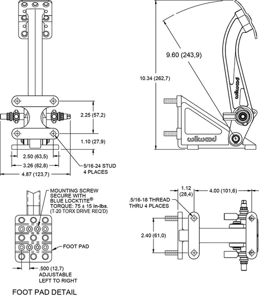 340-15078 - Wilwood Dual M/C Pedal Assembly