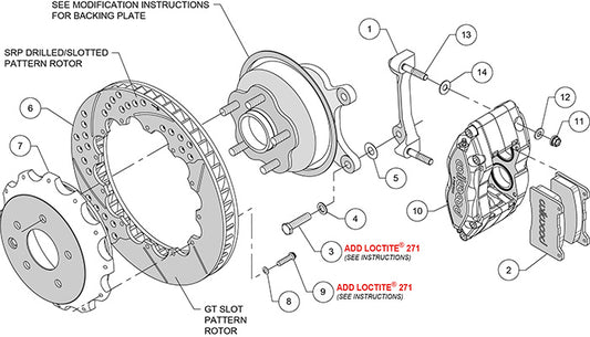 140-9507 - Wilwood Big Brake Kit - Rear - 327x28mm Bi-Slotted - Dynapro Dust Seal Radial Mount Black