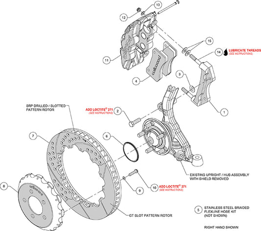 140-14067-R - Wilwood Big Brake Kit - Front - 362x32mm Bi-Slotted - AERO6 Red