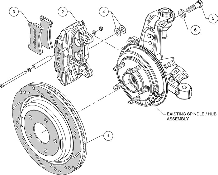 140-15176-D - Wilwood Big Brake Kit - Rear - 305x26mm Curved Slotted & Dimple Drilled - DPC56 Black