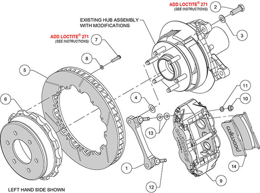 140-13866-R - Wilwood Big Brake Kit - Rear - 362x32mm Bi-Slotted - Superlite 6R Red