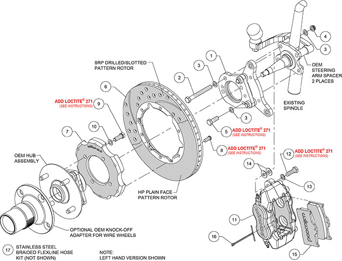 140-15912 - Wilwood Big Brake Kit - Front - 280x20mm Plain - Dynalite Internal Black