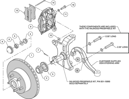 140-15908-R - Wilwood Big Brake Kit - Front - 280x25mm Plain - Dynalite-M Red