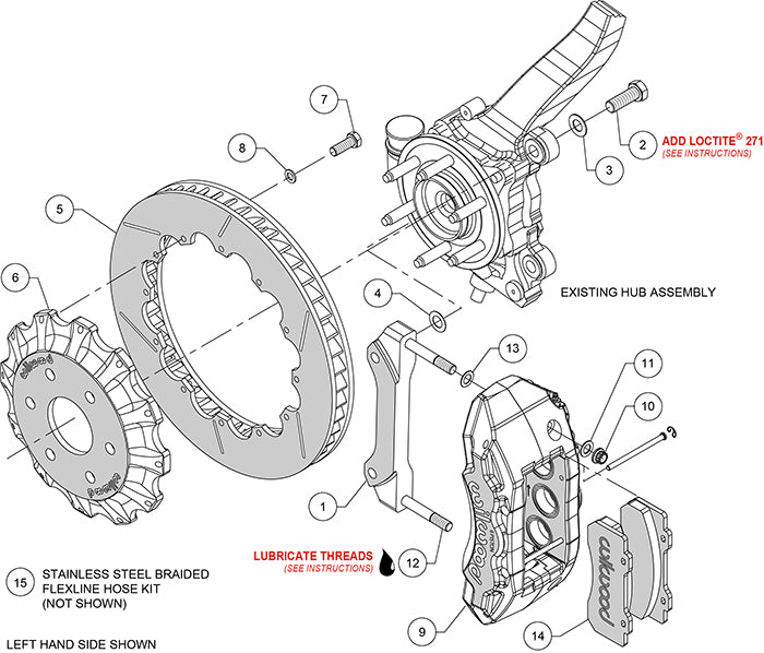 140-13865-R - Wilwood Big Brake Kit - Front - 394x35mm Bi-Slotted - TX6R Red