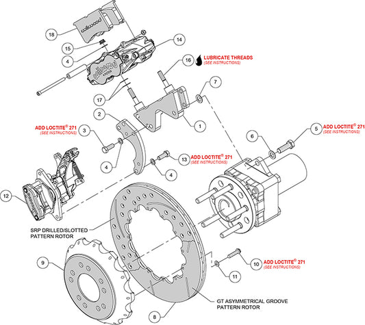 140-14262 - Wilwood Big Brake Kit - Rear - 327x20mm Bi-Slotted - Superlite 4R Black