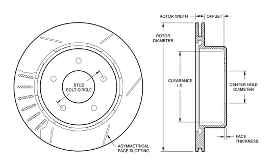 160-8743 - Wilwood GT Rotor & Hat - 309x20mm Bi-Slotted Left/Right