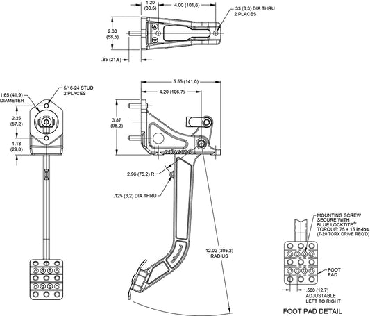 340-13574 - Wilwood Pedal Assembly Clutch Adjustable