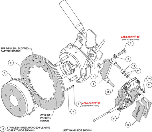 140-16179-DR - Wilwood Big Brake Kit - Rear - 355x20mm Curved Slotted & Cross Drilled - Superlite 4R Red