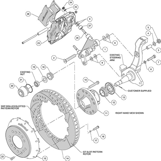 140-13655-D - Wilwood Big Brake Kit - Front - 355x28mm Curved Slotted & Cross Drilled - Superlite 6R Black