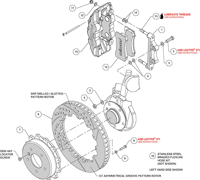 140-13583 - Wilwood Big Brake Kit - Rear - 355x28mm Bi-Slotted - AERO4 Black