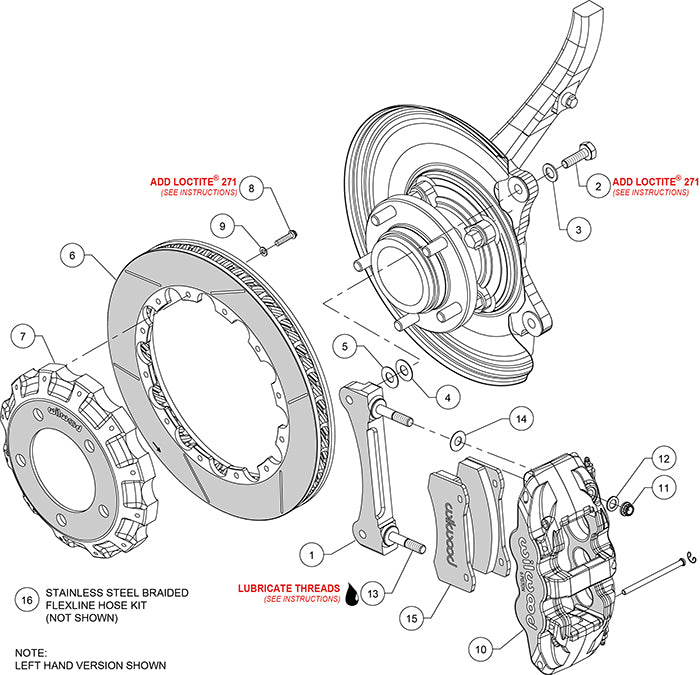 140-15473 - Wilwood Big Brake Kit - Front - 362x32mm Bi-Slotted - AERO6-DS Black