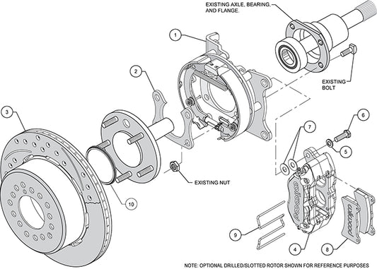 140-13181-D - Wilwood Big Brake Kit - Rear - 309x20mm Curved Slotted & Cross Drilled - Dynapro Lug Mount Black